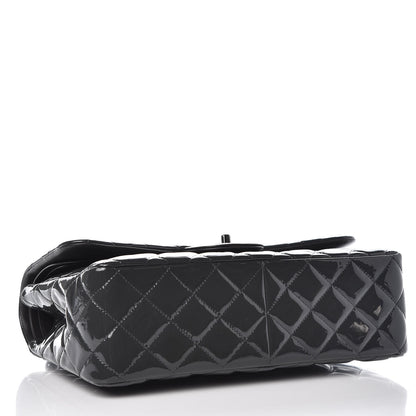 Chanel Patent Quilted Jumbo Double Flap Charcoal 4 of 8