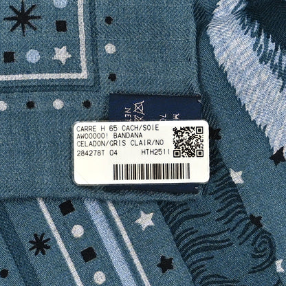 Hermes Cashmere Silk Awooooo Scarf 65 Celadon Gris Clair Black 3 of 3
