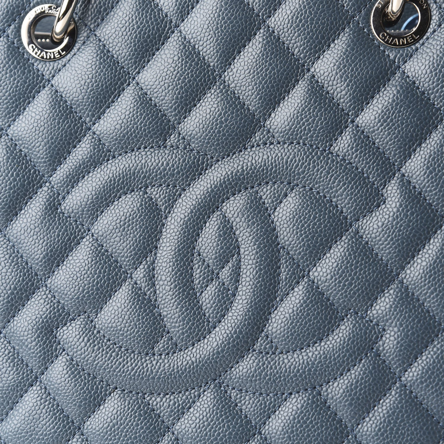 Chanel Caviar Quilted Grand Shopping Tote GST Blue 9 of 11