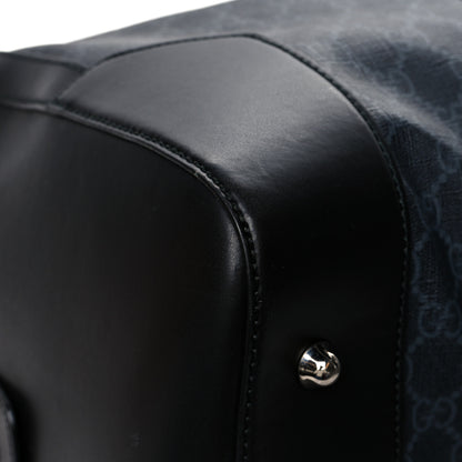 Gucci Soft GG Supreme Monogram Appia Calfskin Web Medium Carry On Duffle Bag Black Grey 5 of 12