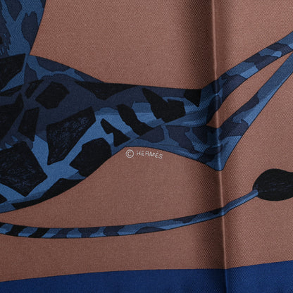 Hermes Silk Hermes Story Scarf 90 Marron Glace Bleu 3 of 7