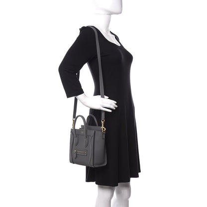 Celine Drummed Calfskin Nano Luggage Kohl 2 of 10