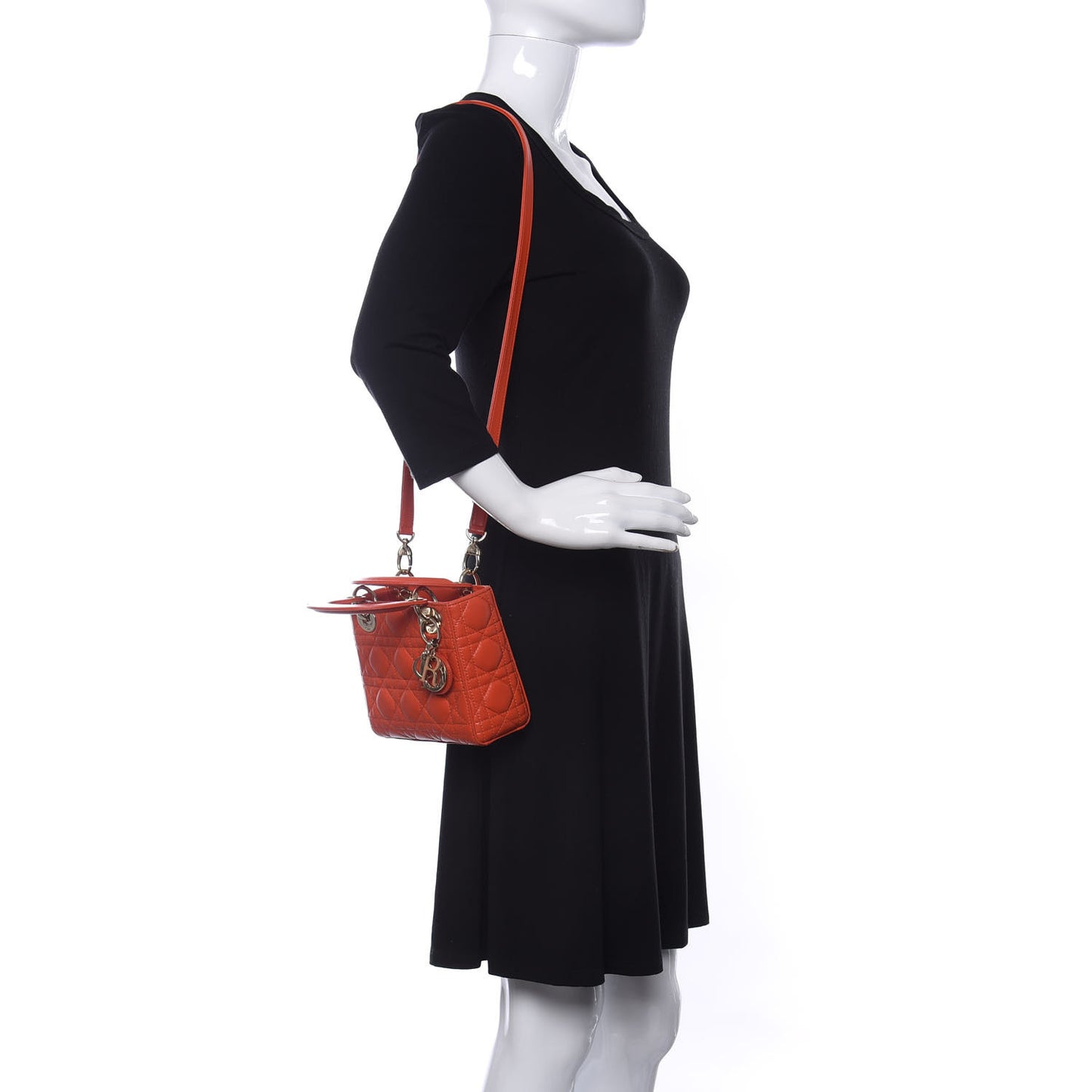 Lambskin Cannage Mini Lady Dior Orange