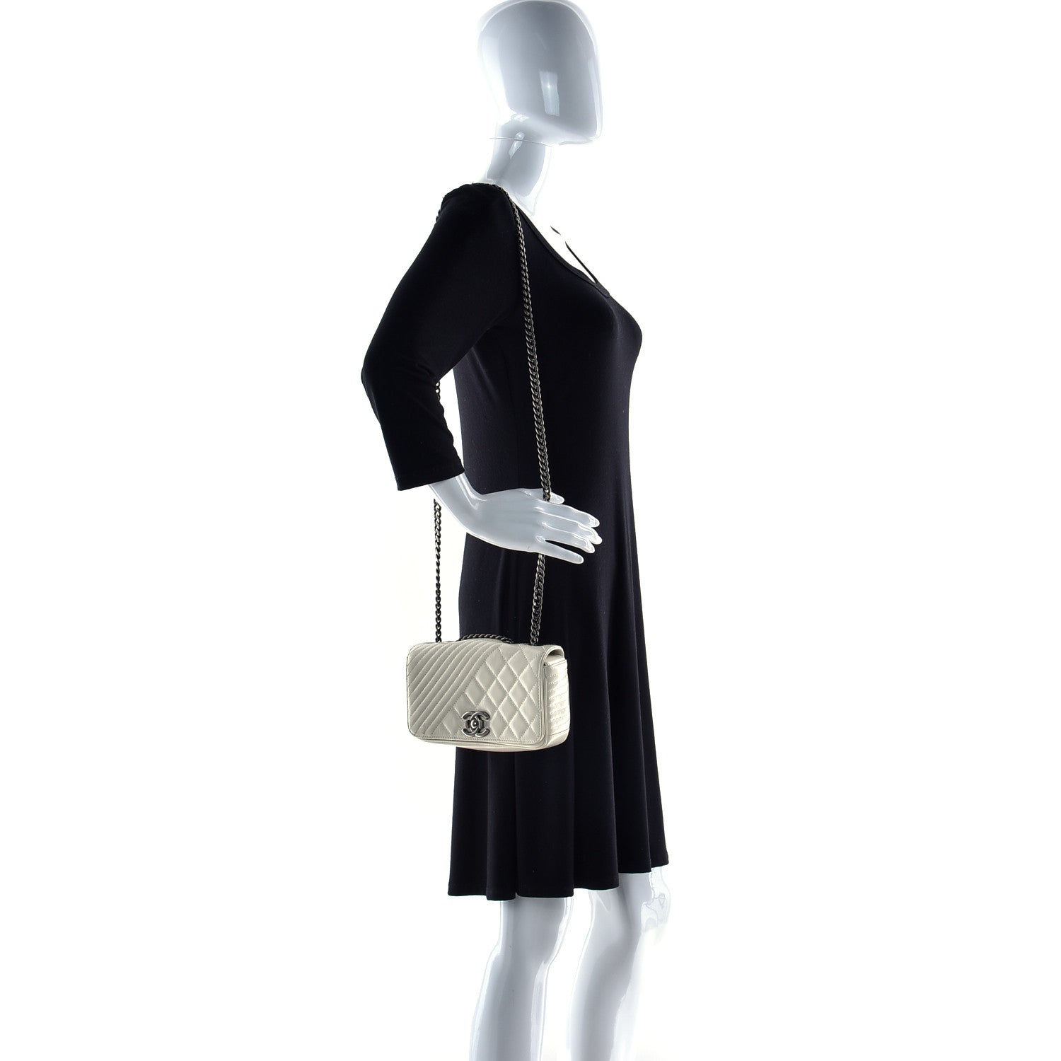 Chanel Glazed Calfskin Quilted Small Coco Boy Flap White 3 of 15