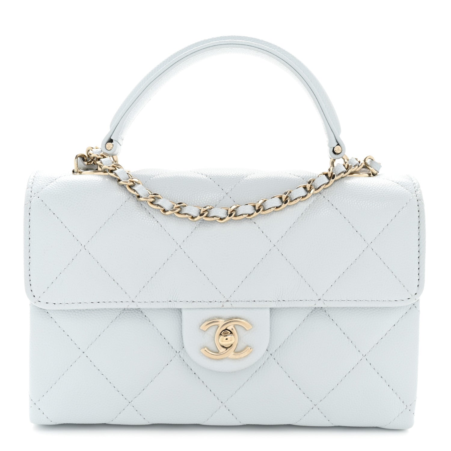 Chanel Caviar Quilted Mini Retro Twist Top Handle Flap Light Blue 1 of 12
