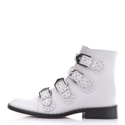Givenchy Calfskin Studded Prue Buckle Bootie 38.5 White 1 of 12