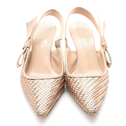 Christian Dior Laminated Calfskin Ribbon Crystal Woven J'Adior Slingback 65mm Pumps 37.5 Copper 3 of 10