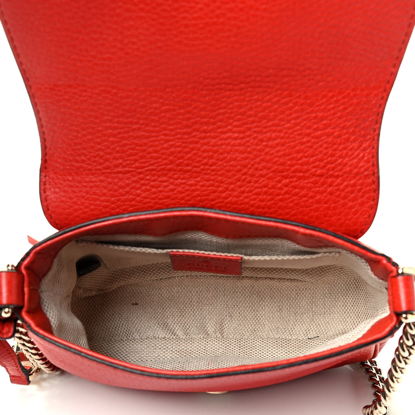 Pebbled Calfskin Small Soho Flap Crossbody Red