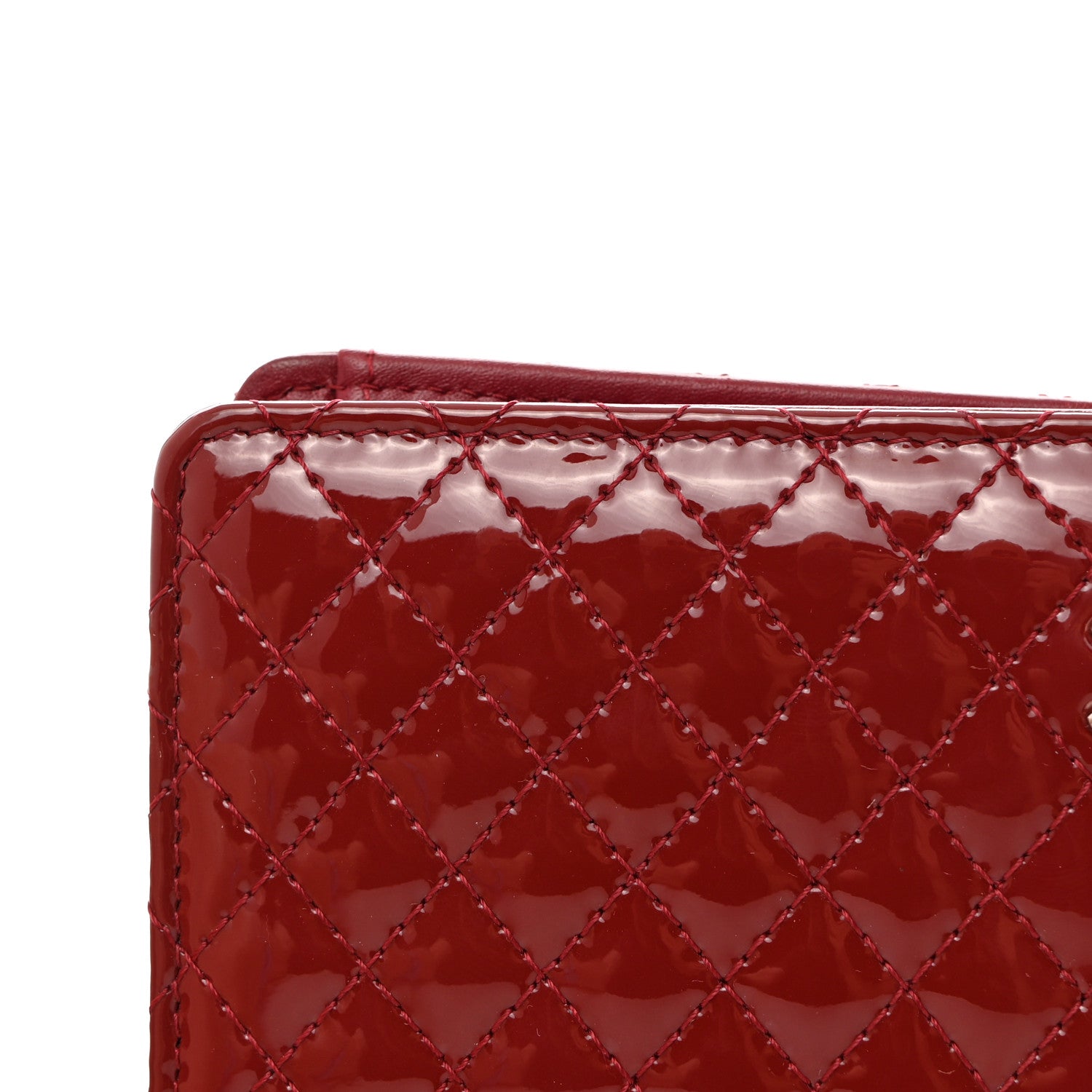Chanel Patent Quilted Zip Around Wallet Dark Red 9 of 12