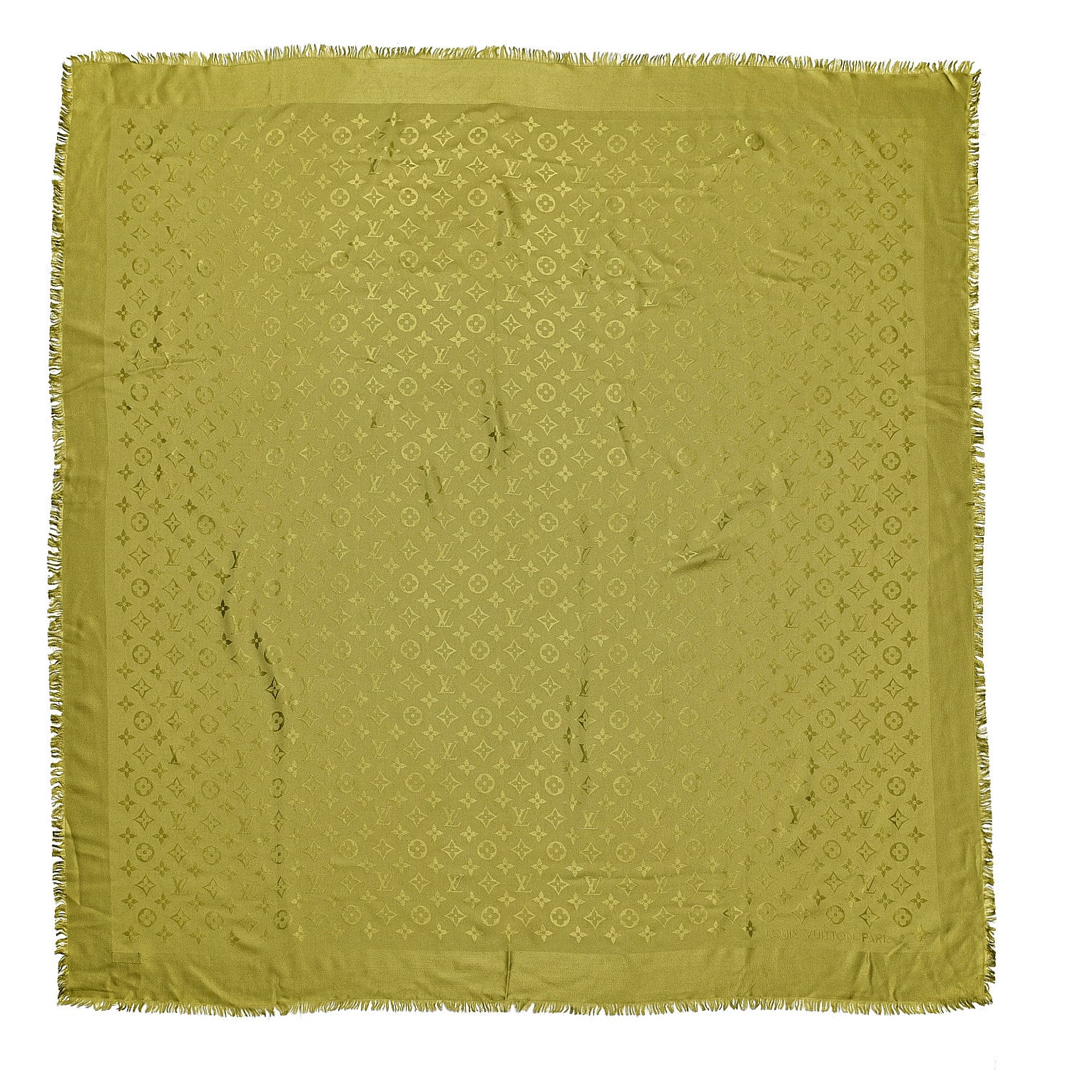 Louis Vuitton Wool Silk Monogram Shawl Green 1 of 4