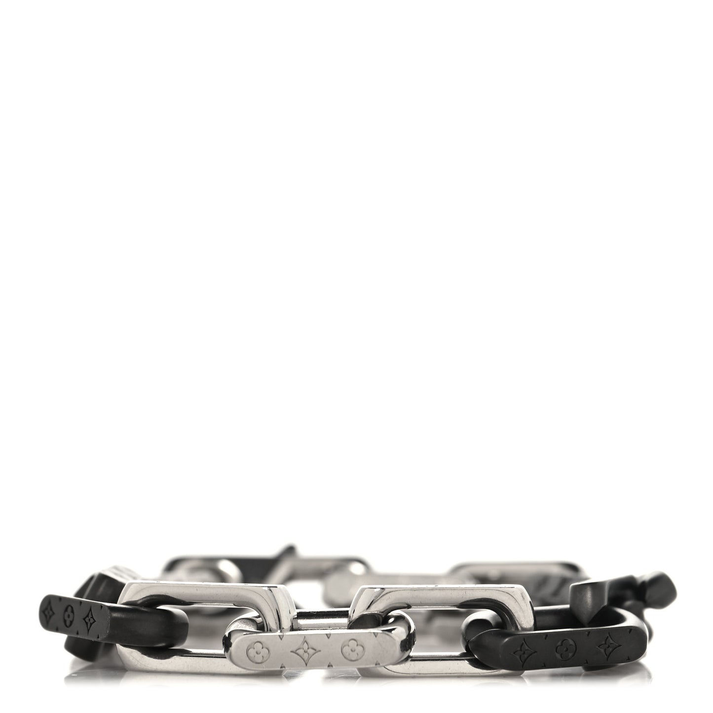 Metal Monogram Chain Bracelet Silver Black