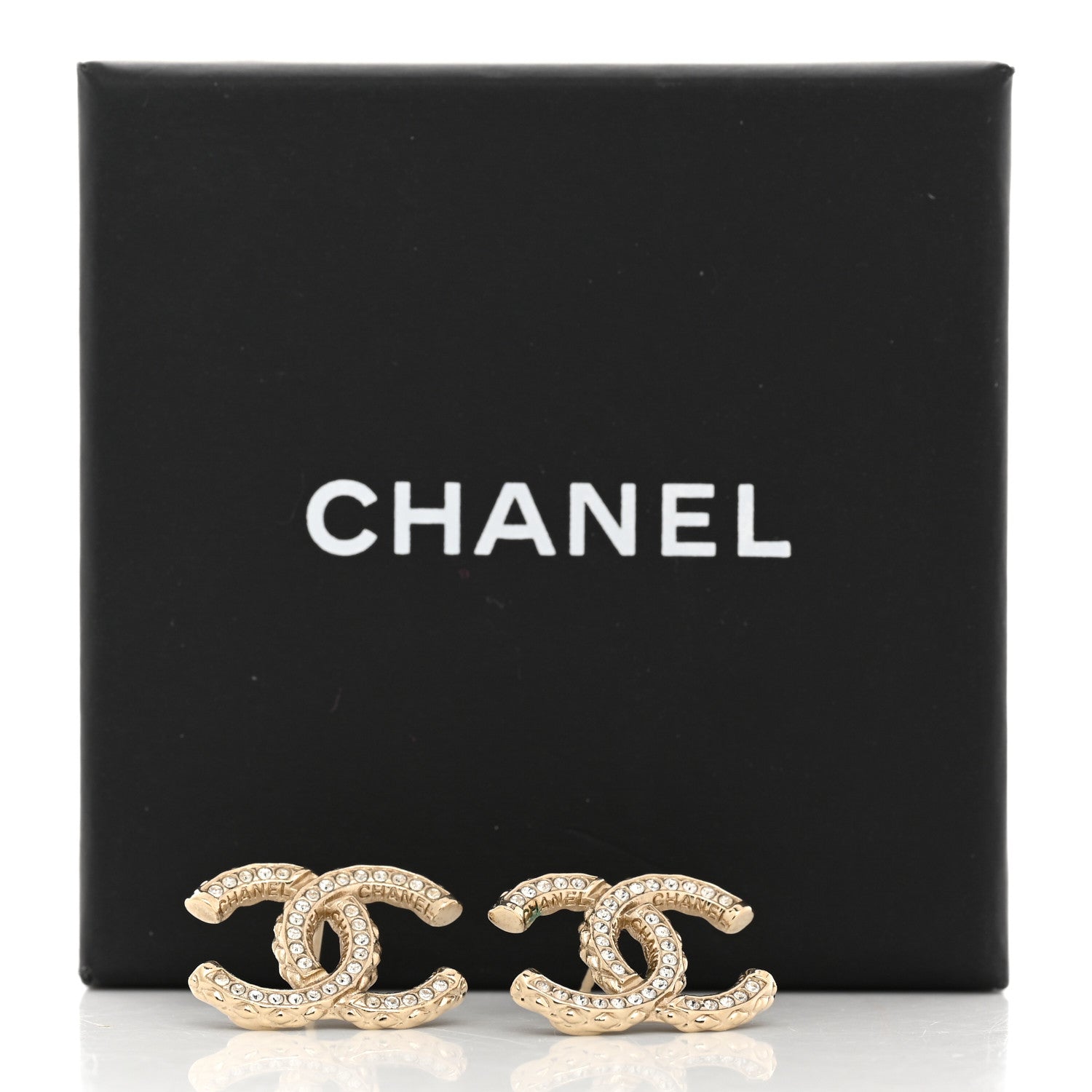 Chanel Crystal CC Earrings Gold 5 of 5