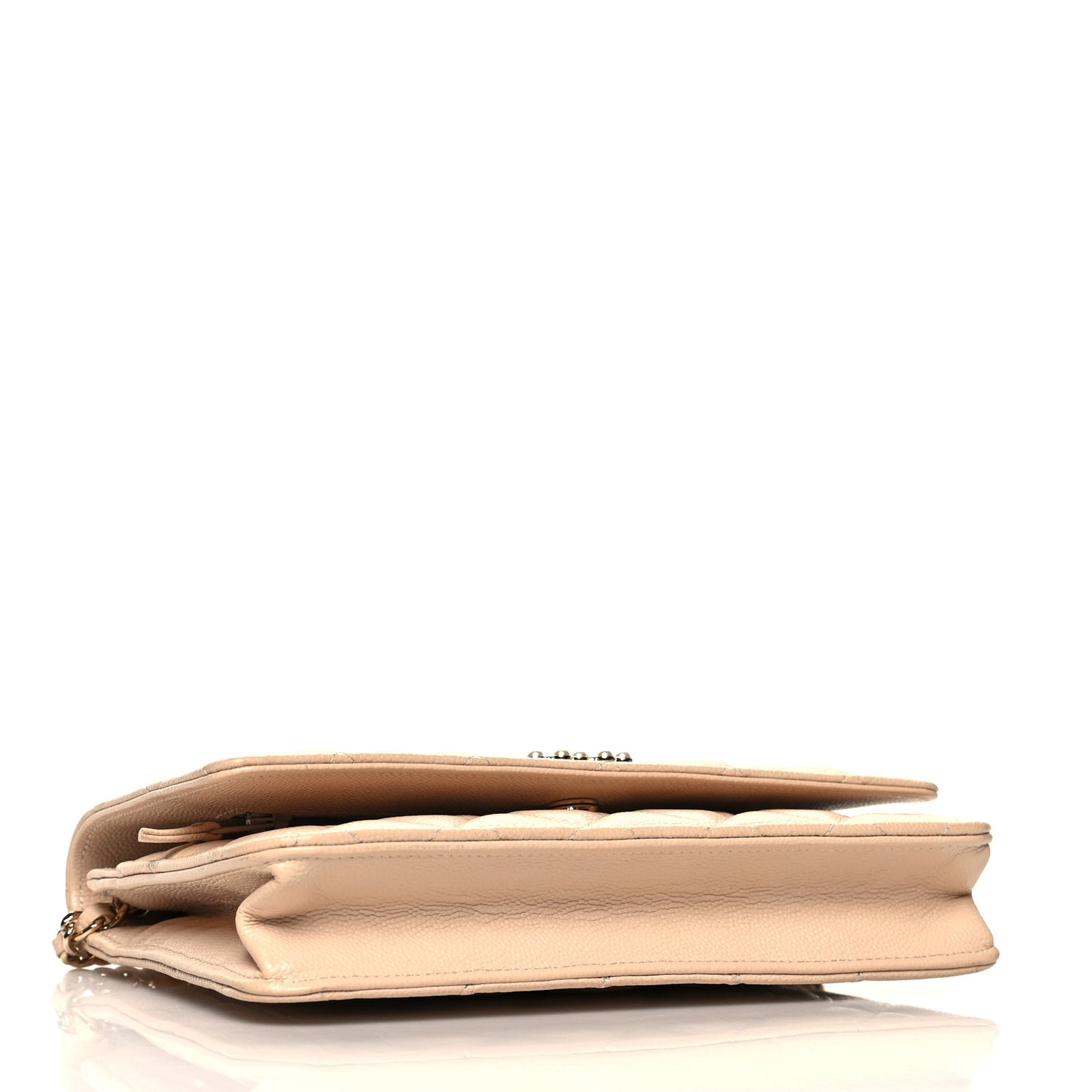 Caviar Quilted Coco Candy Wallet On Chain WOC Beige