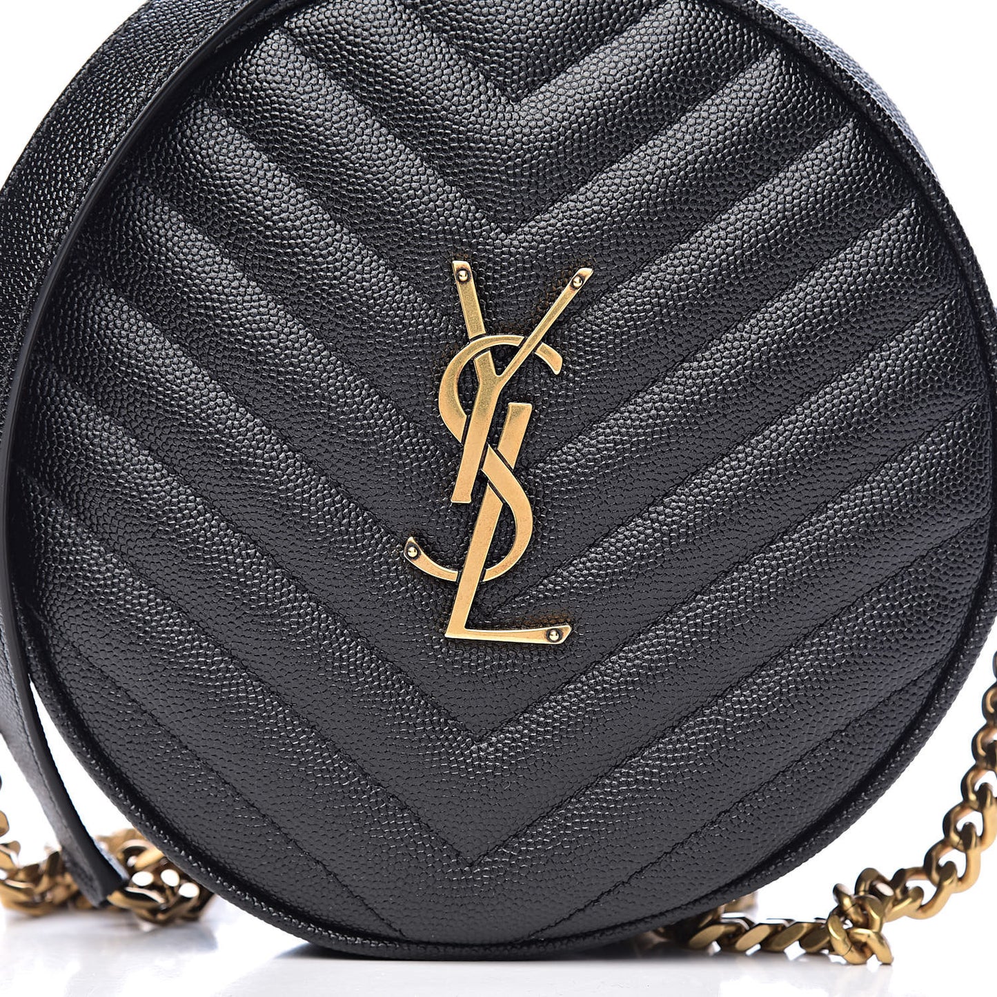 Grain De Poudre Matelasse Chevron Quilted Round Vinyle Camera Bag Black