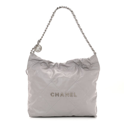 Chanel Shiny Calfskin Quilted Small Chanel 22 Grey 1 of 11