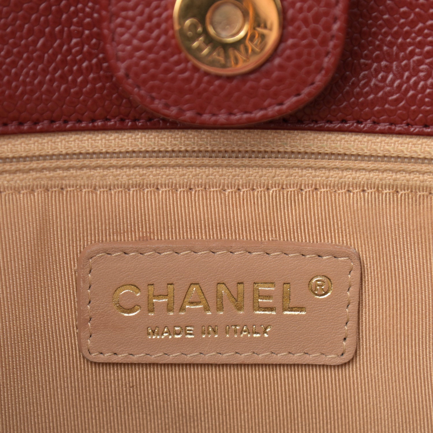Chanel Caviar Quilted Petit Shopping Tote PST Red 6 of 11