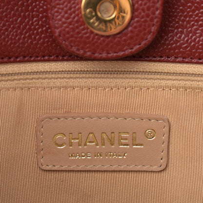 Chanel Caviar Quilted Petit Shopping Tote PST Red 6 of 11