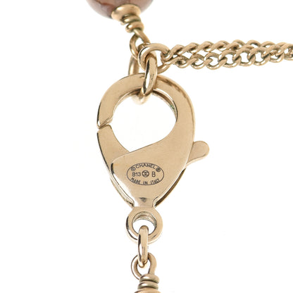 Chanel Enamel Bead Pearl CC Long Necklace Brown Gold 5 of 6