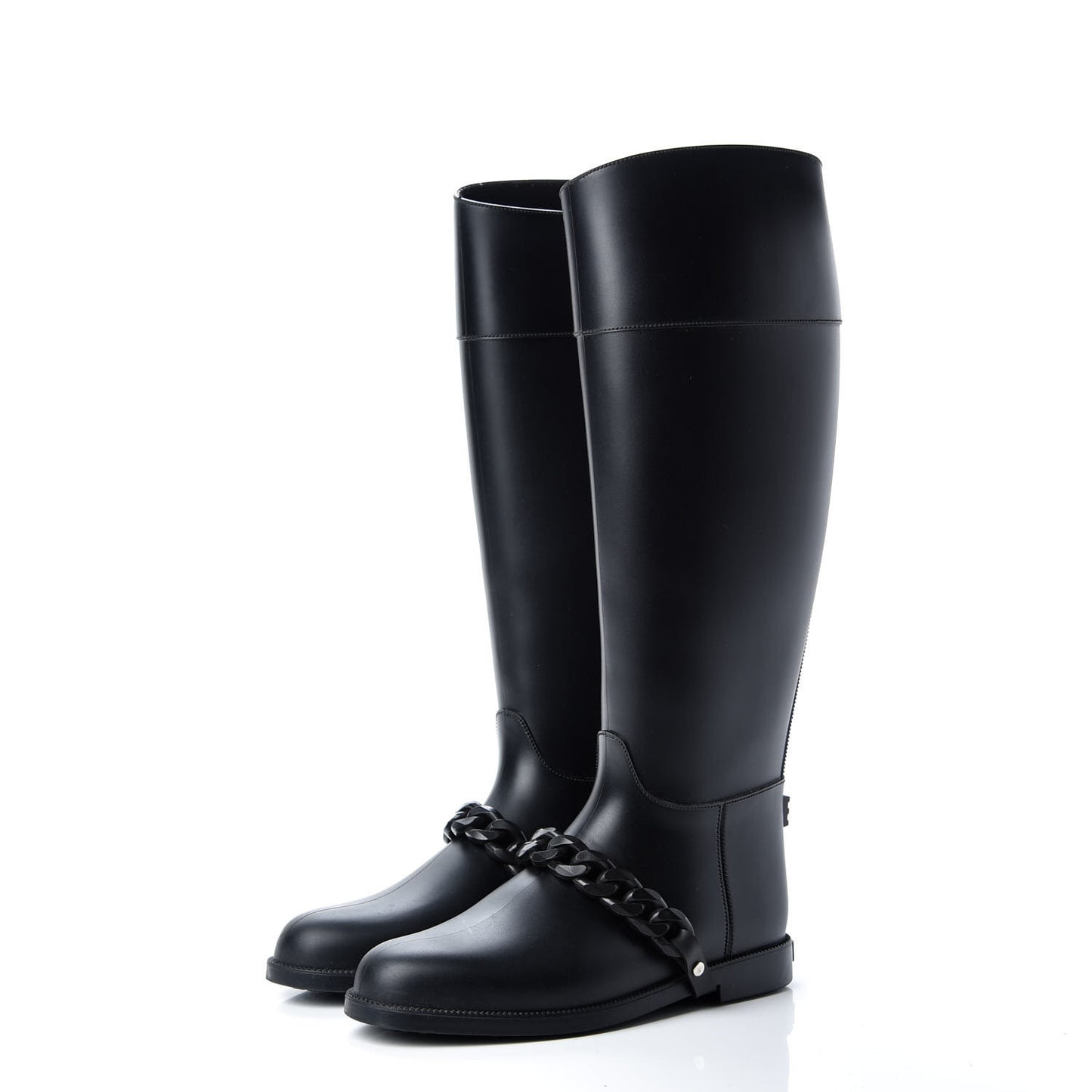 PVC Chain Strap Rain Boots 37 Black