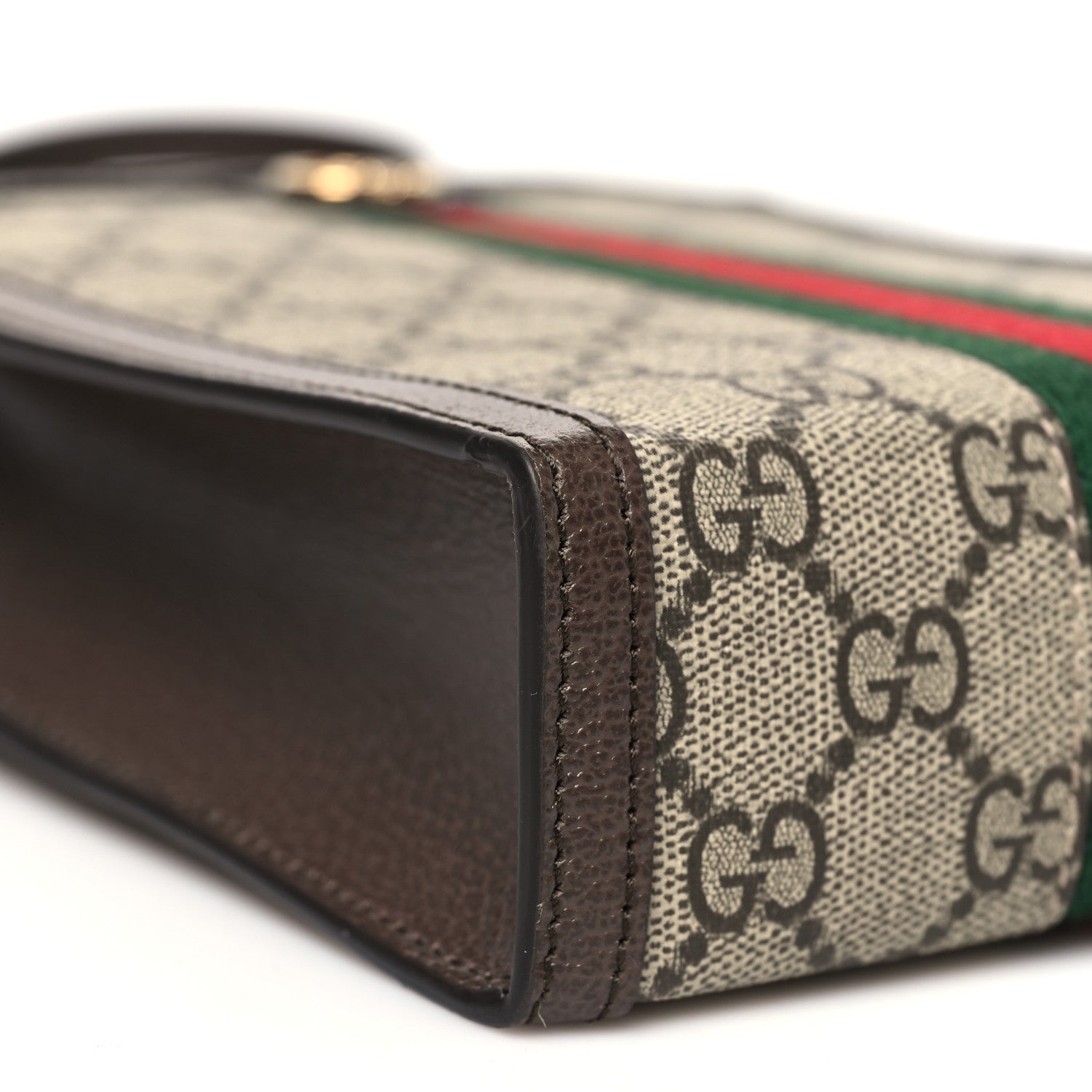 Gucci GG Supreme Monogram Textured Dollar Calfskin Web Super Mini Ophidia Mini Tote Bag Beige Ebony New Acero 9 of 10