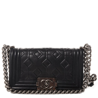 Chanel Calfskin Embossed Crystal Small Boy Flap Black 1 of 8