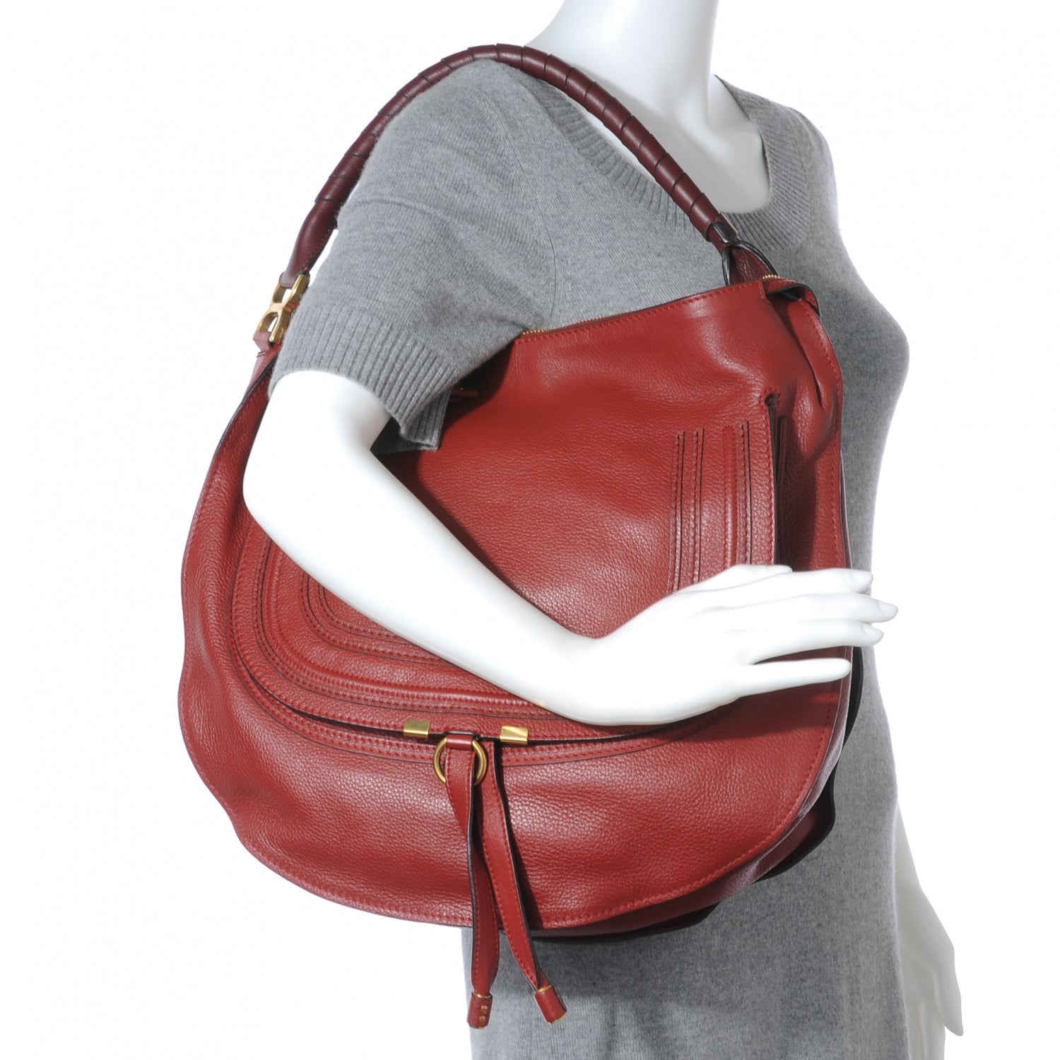 Chloe Calfskin Large Marcie Hobo Garnet 2 of 9