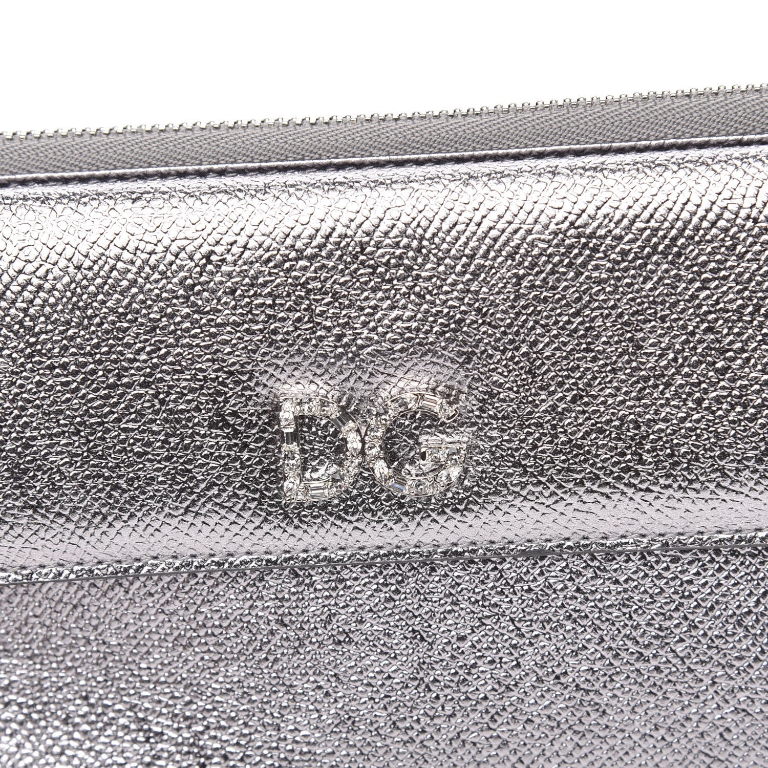 Dolce & Gabbana Metallic Dauphine Embellished Logo Chain Pouch Argento 9 of 10