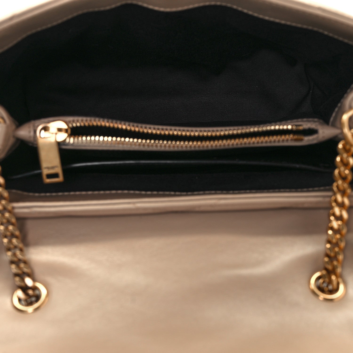 Saint Laurent Calfskin Y Quilted Monogram Small Loulou Chain Satchel Dark Beige 4 of 8