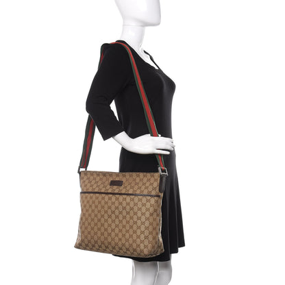 Gucci Monogram Web Medium Flat Messenger Bag Brown 2 of 14