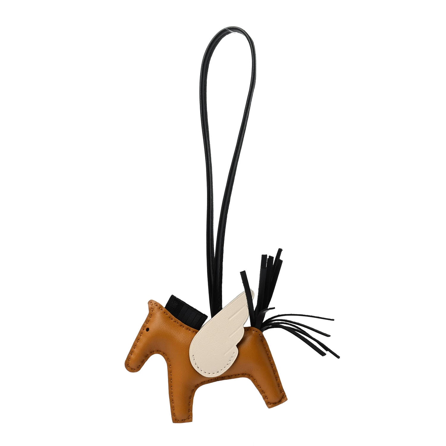 Hermes Milo Lambskin Grigri Rodeo Pegase Horse Bag Charm PM Sesame Black Nata 1 of 4