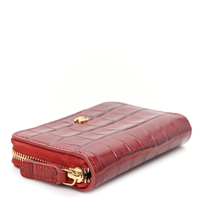Chanel Calfskin Crocodile Embossed Crococo Coin Purse Burgundy 4 of 7