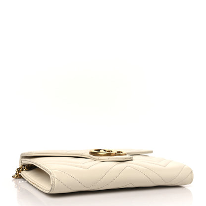 Gucci Calfskin Matelasse GG Marmont Chain Wallet Mystic White 4 of 9