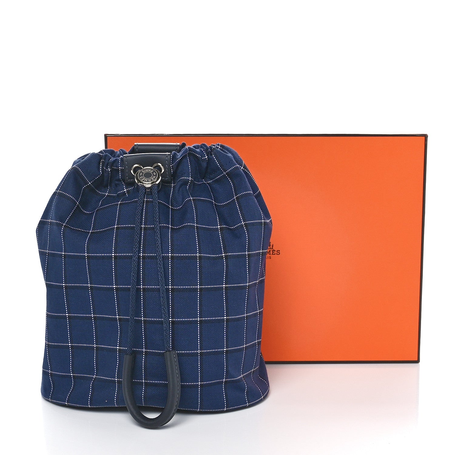 Hermes Tattersall Canvas Swift Trek-H Pouch Bleu Nuit White Black Caban 10 of 10