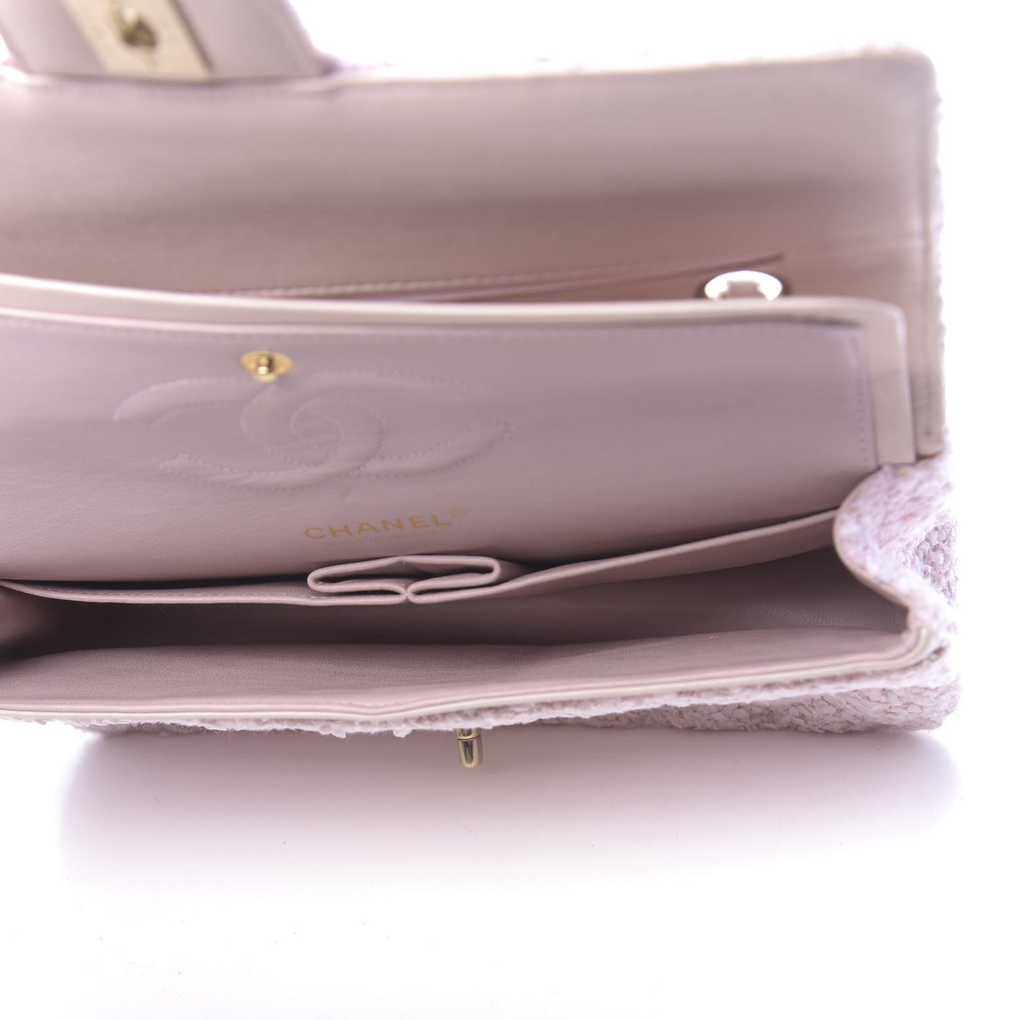 Tweed Medium Double Flap Pink