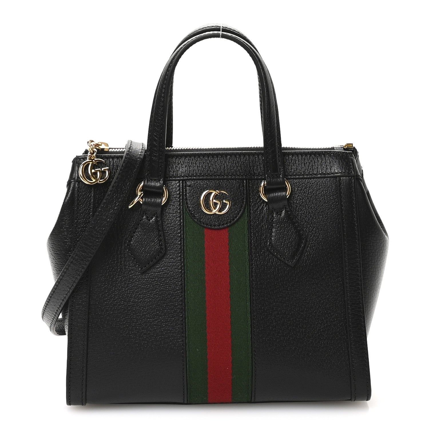 Gucci Textured Calfskin Web Small Ophidia Tote Bag Black 1 of 10