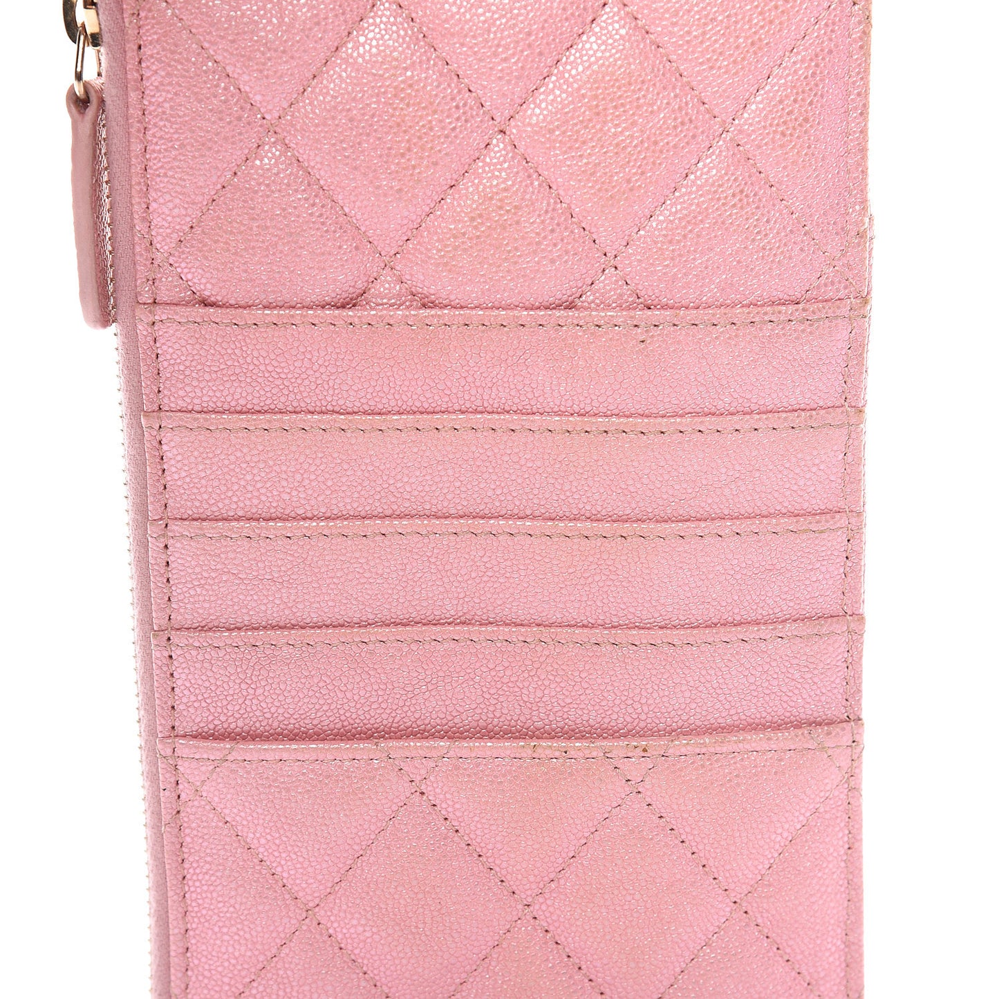 Iridescent Caviar Quilted Classic iPhone Pouch Rose Pink