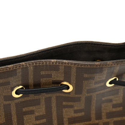 Fendi Glazed Fabric Vitello Grace F is Fendi FF 1974 Stamp Patch Grande Mon Tresor Bucket Bag Mogano Panna Black 11 of 11
