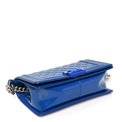 Chanel Patent Calfskin Quilted New Medium Plexiglass Boy Flap Blue 4 of 9