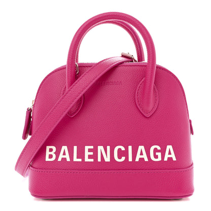 Balenciaga Signature Grained Calfskin Logo XXS Ville Top Handle Bag Fuchsia White 1 of 10