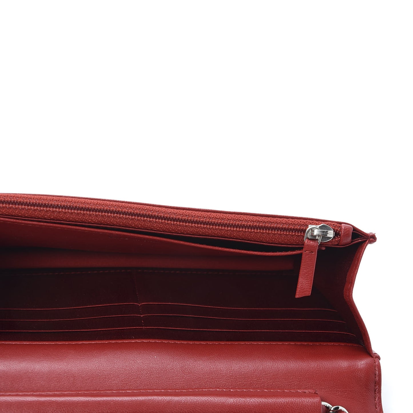 Lambskin Camellia Embossed Wallet On Chain WOC Red