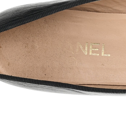 Chanel Lambskin Patent Cap Toe Ballerina Flats 38 Black 8 of 9