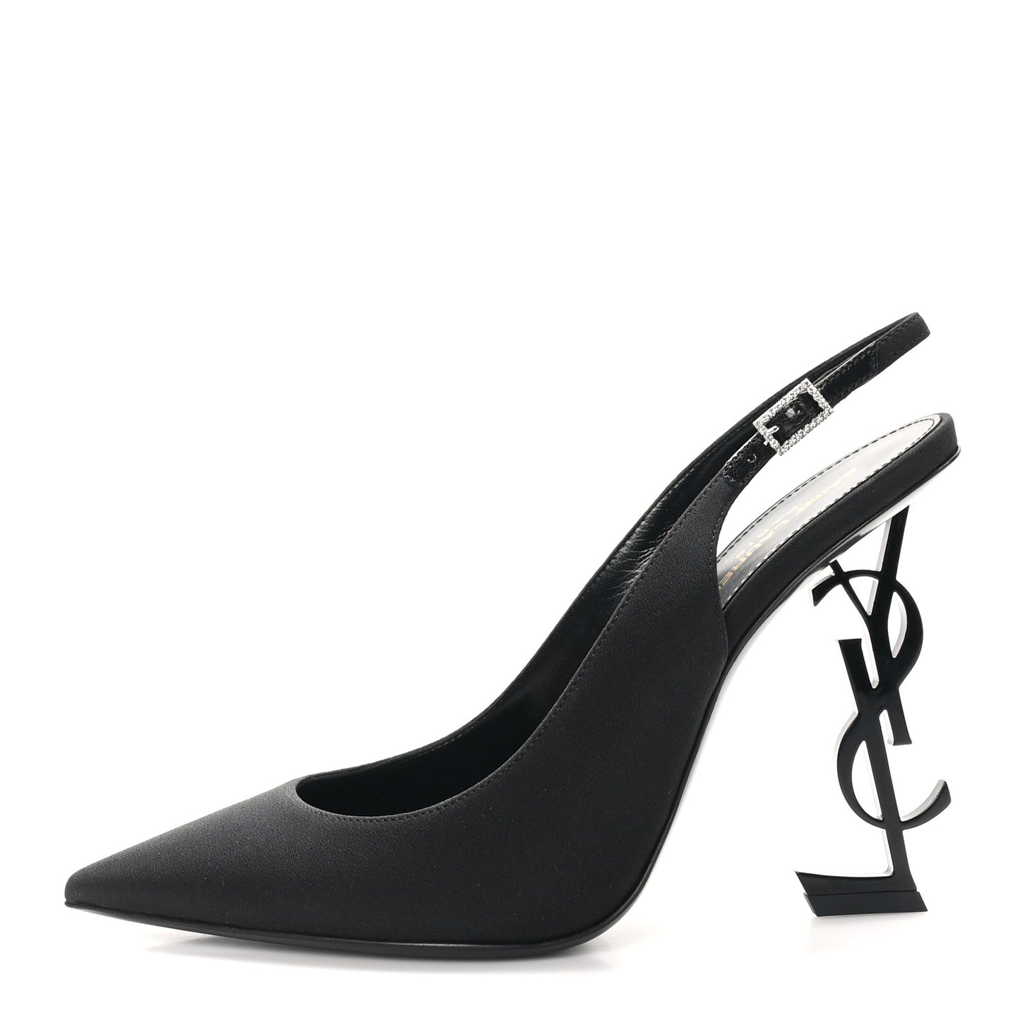 Crepe Satin Crystal Opyum 110 Slingback Pump 39.5 Black