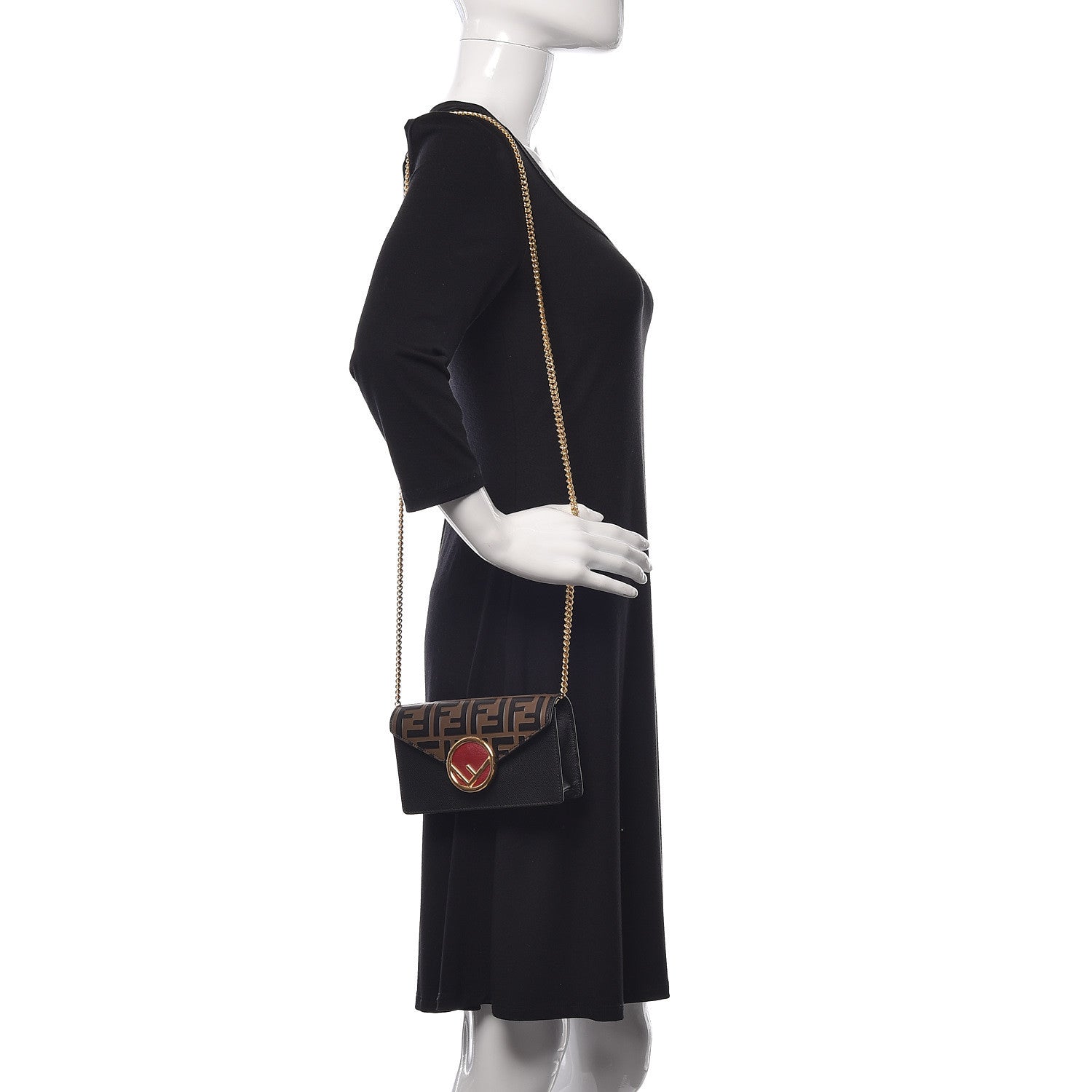 Fendi Vitello Liberty F is Fendi Bi-Color FF 1974 Embossed Envelope Belt Bag Maya Black 2 of 12