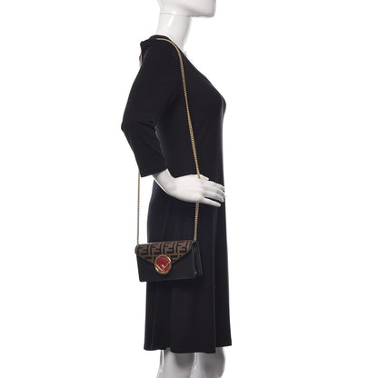 Fendi Vitello Liberty F is Fendi Bi-Color FF 1974 Embossed Envelope Belt Bag Maya Black 2 of 12