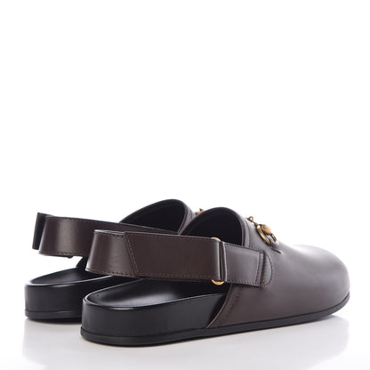 Gucci Calfskin Mens Horsebit River Slingback Slippers 9 Cocoa 4 of 10