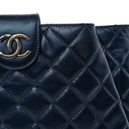 Chanel Glazed Calfskin Quilted Coco Pleats Clutch Navy 11 of 16