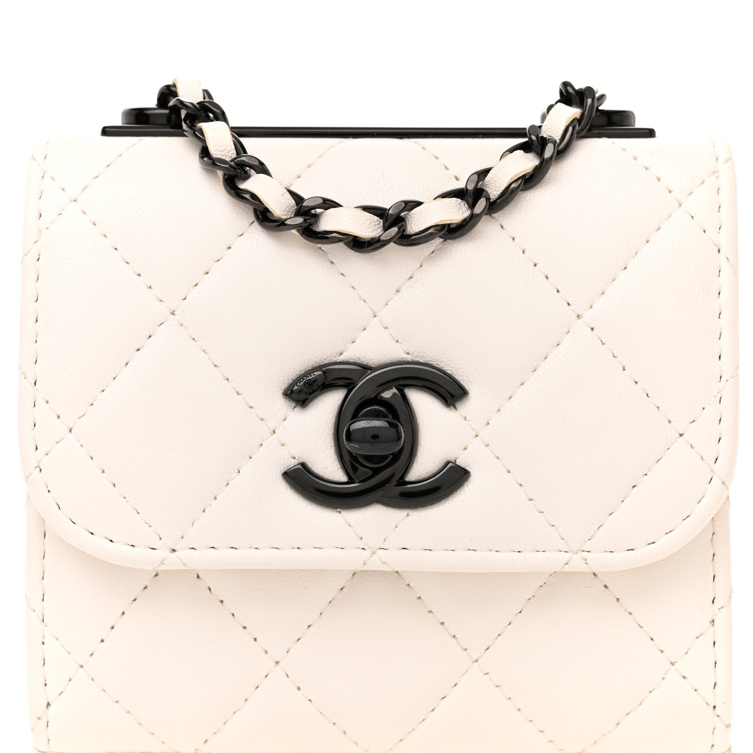 Chanel Lambskin Quilted Mini Trendy CC Clutch With Chain White 8 of 10