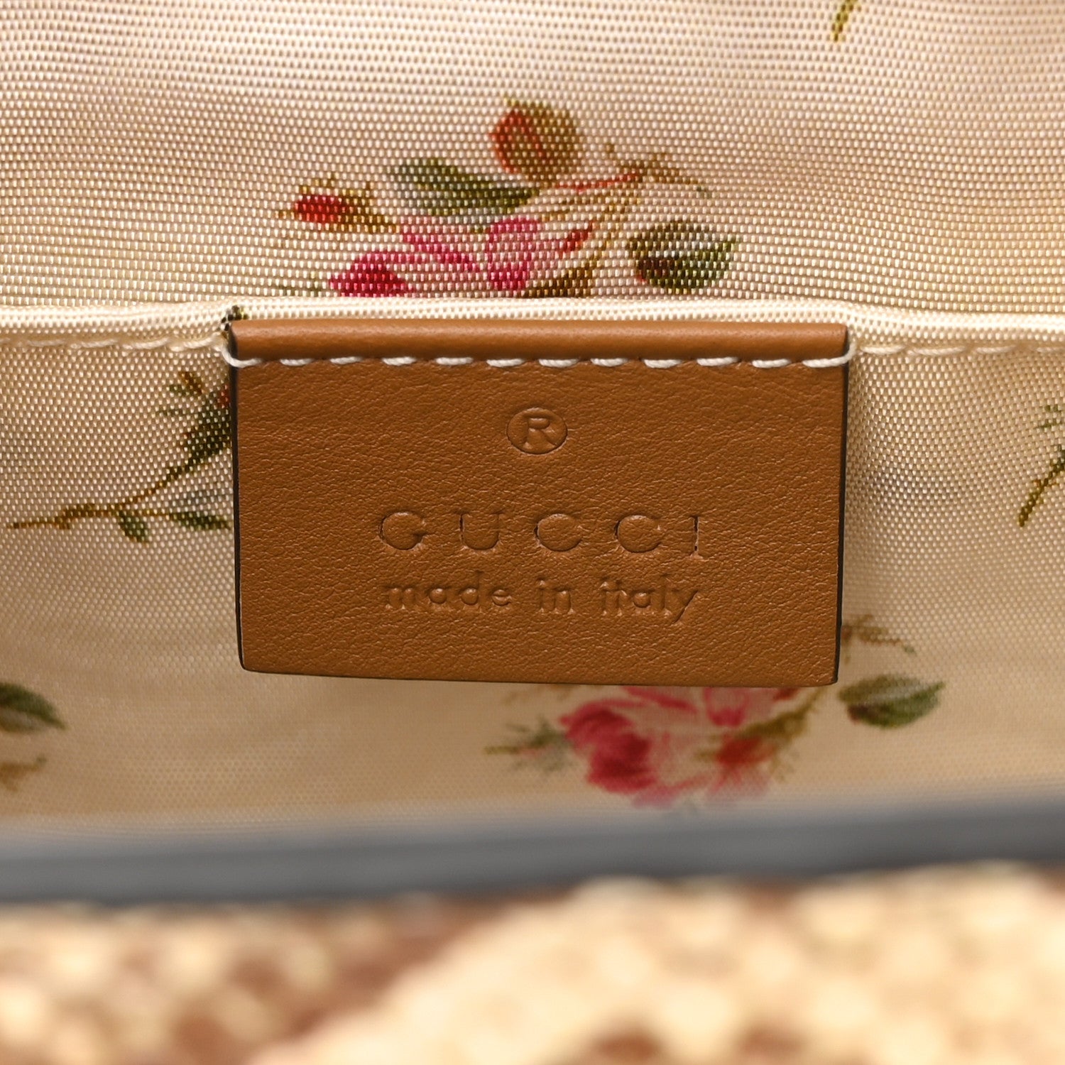 Gucci Raffia Elaphe GG Small Ophidia Chain Shoulder Bag Natural Cream Brown 6 of 10
