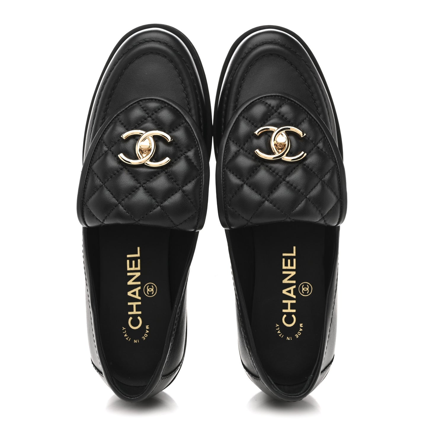 Lambskin Quilted CC Turnlock Loafers 37.5 Black