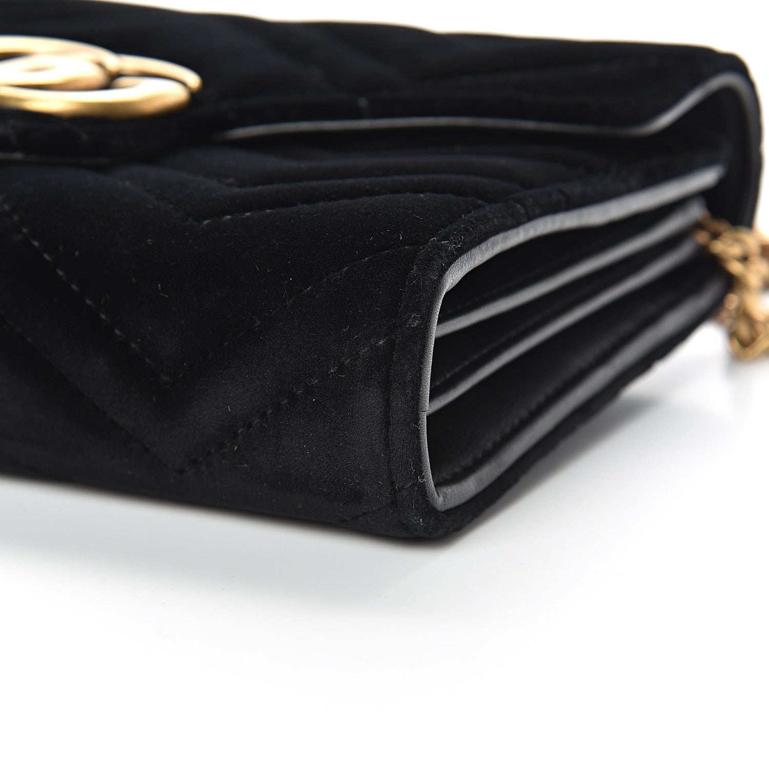 Gucci Velvet Matelasse GG Marmont Chain Wallet Black 9 of 11